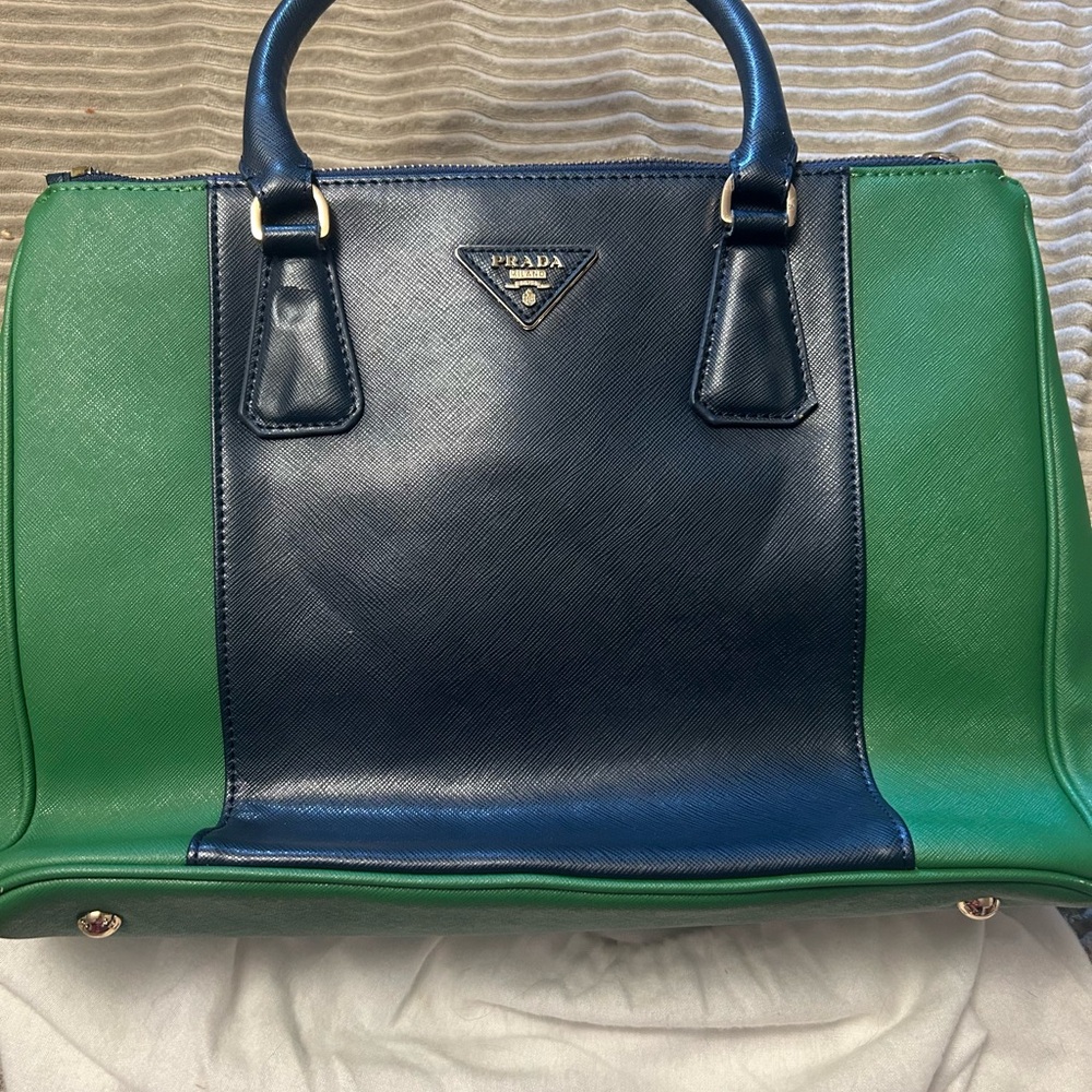 Brand New Prada Blue and Green Satchel never used